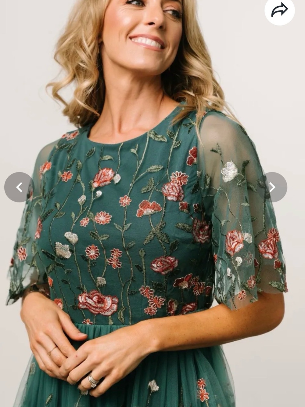 Baltic Born Teal Embroidered Floral Tulle Dress - Picture 9 of 9